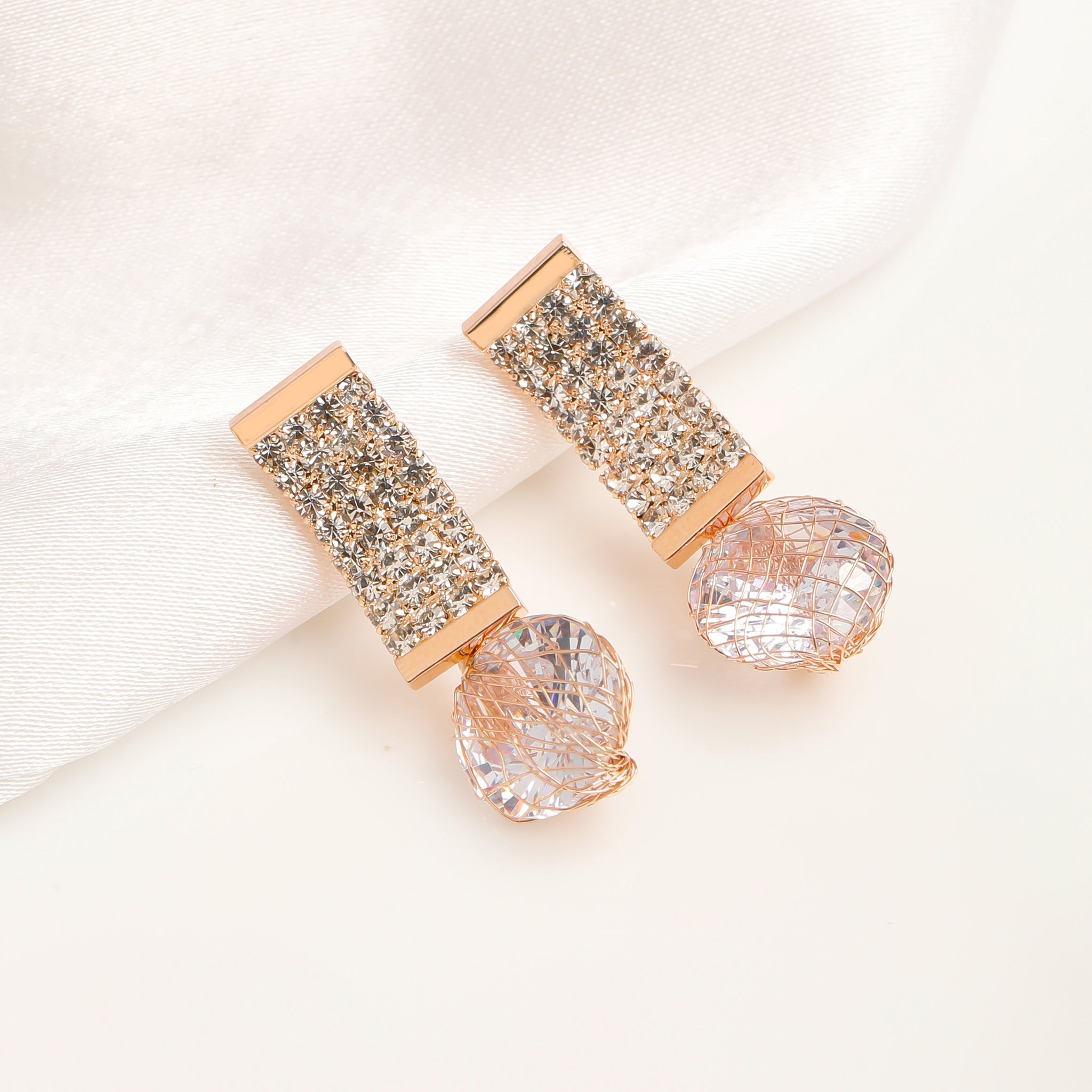 Knit Diamond Rose Gold Earrings