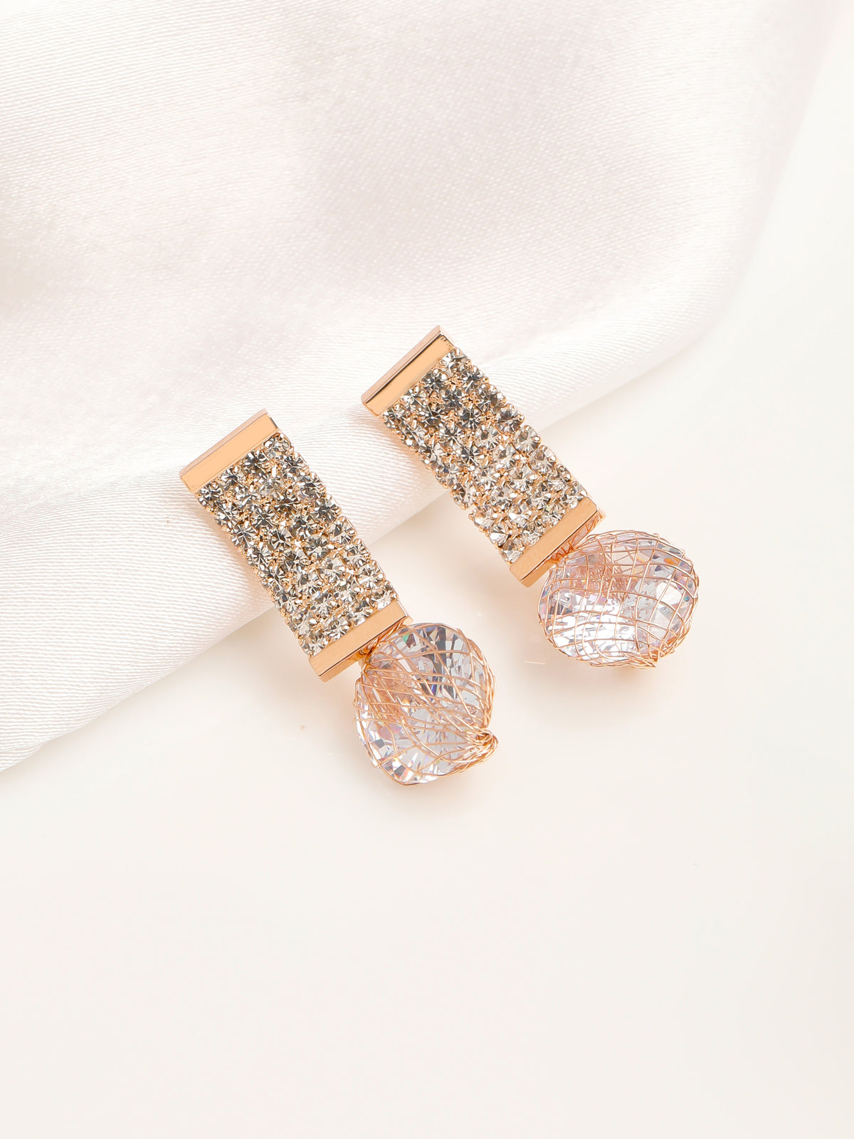 Knit Diamond Rose Gold Earrings