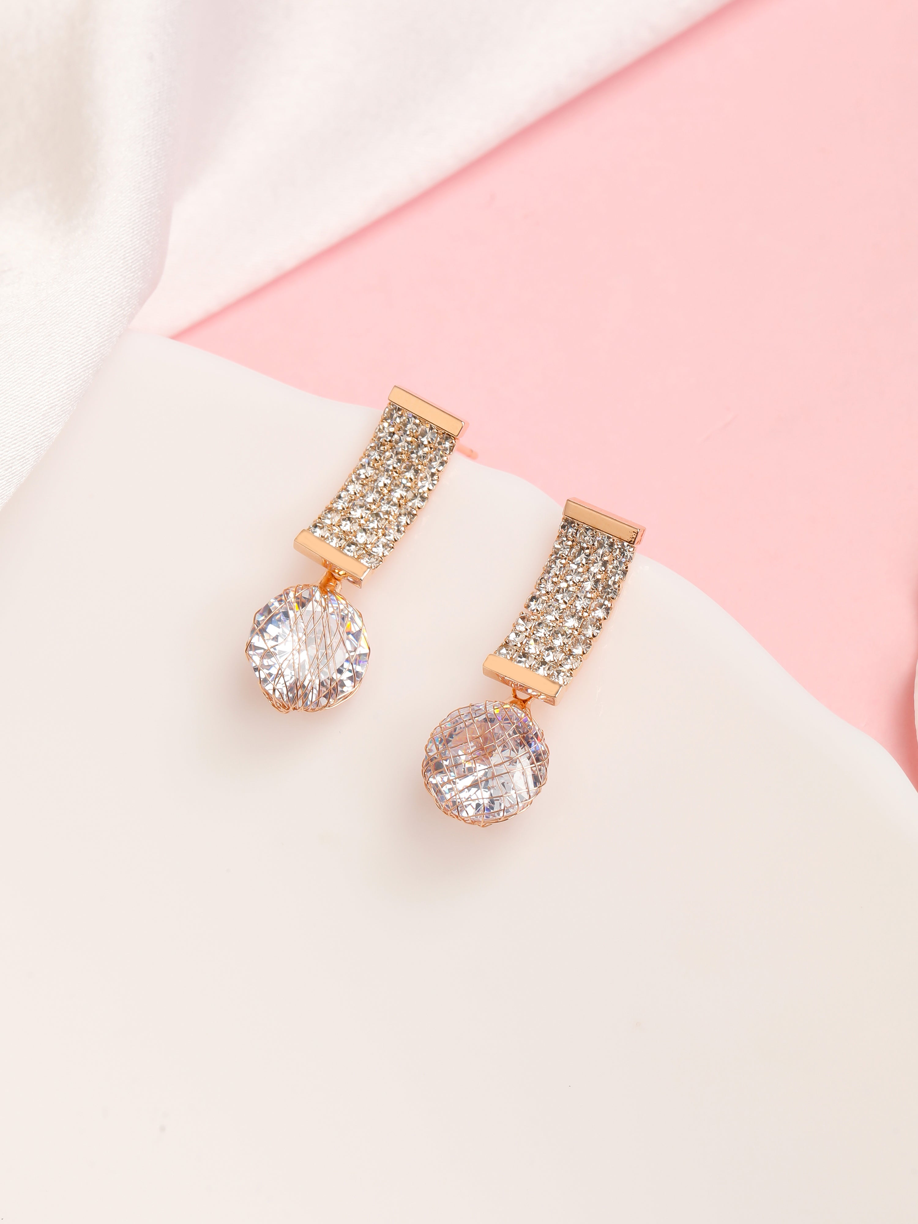 Knit Diamond Rose Gold Earrings