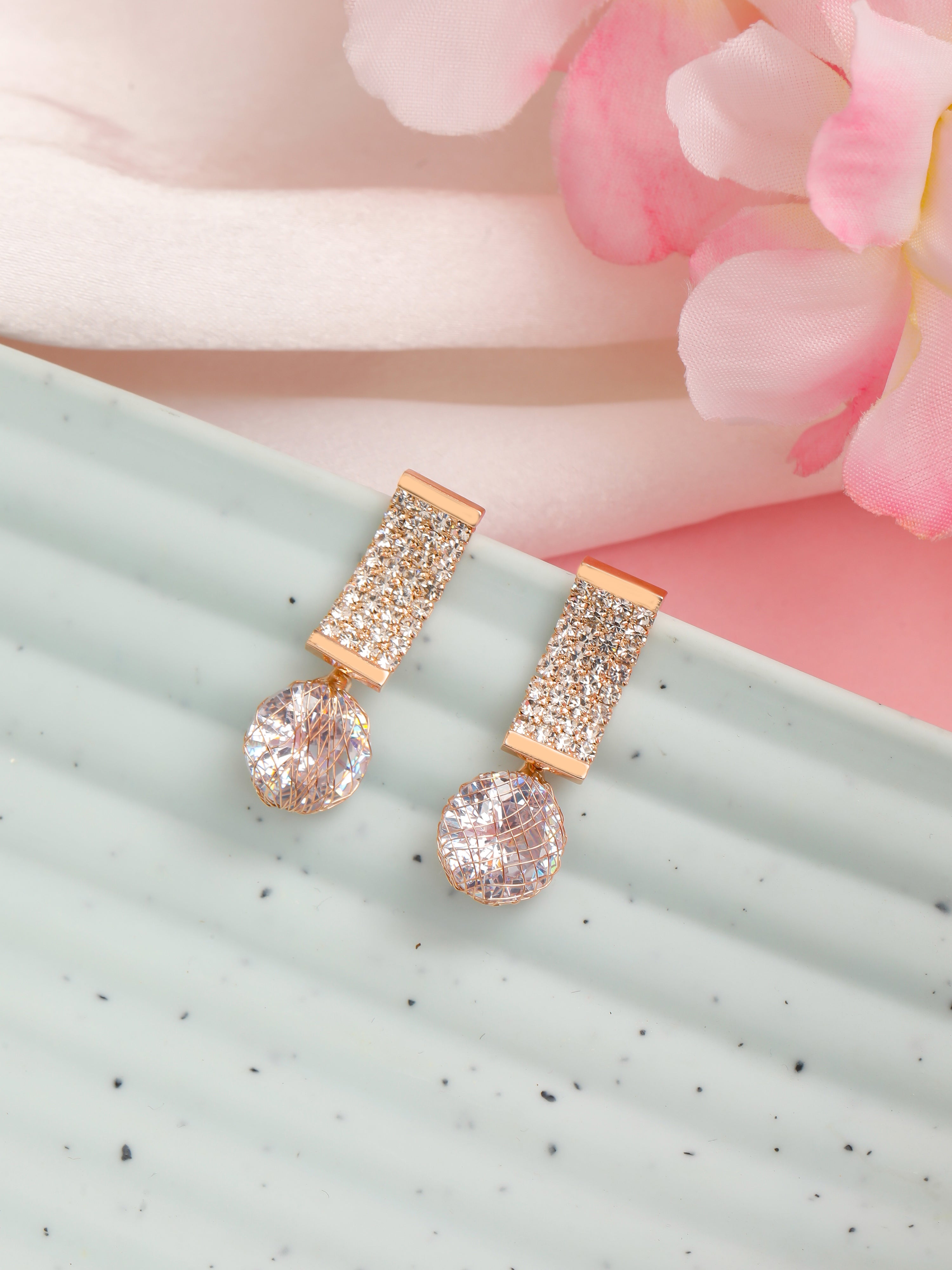 Knit Diamond Rose Gold Earrings