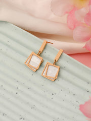 Square Shaped Rose Gold Earrings