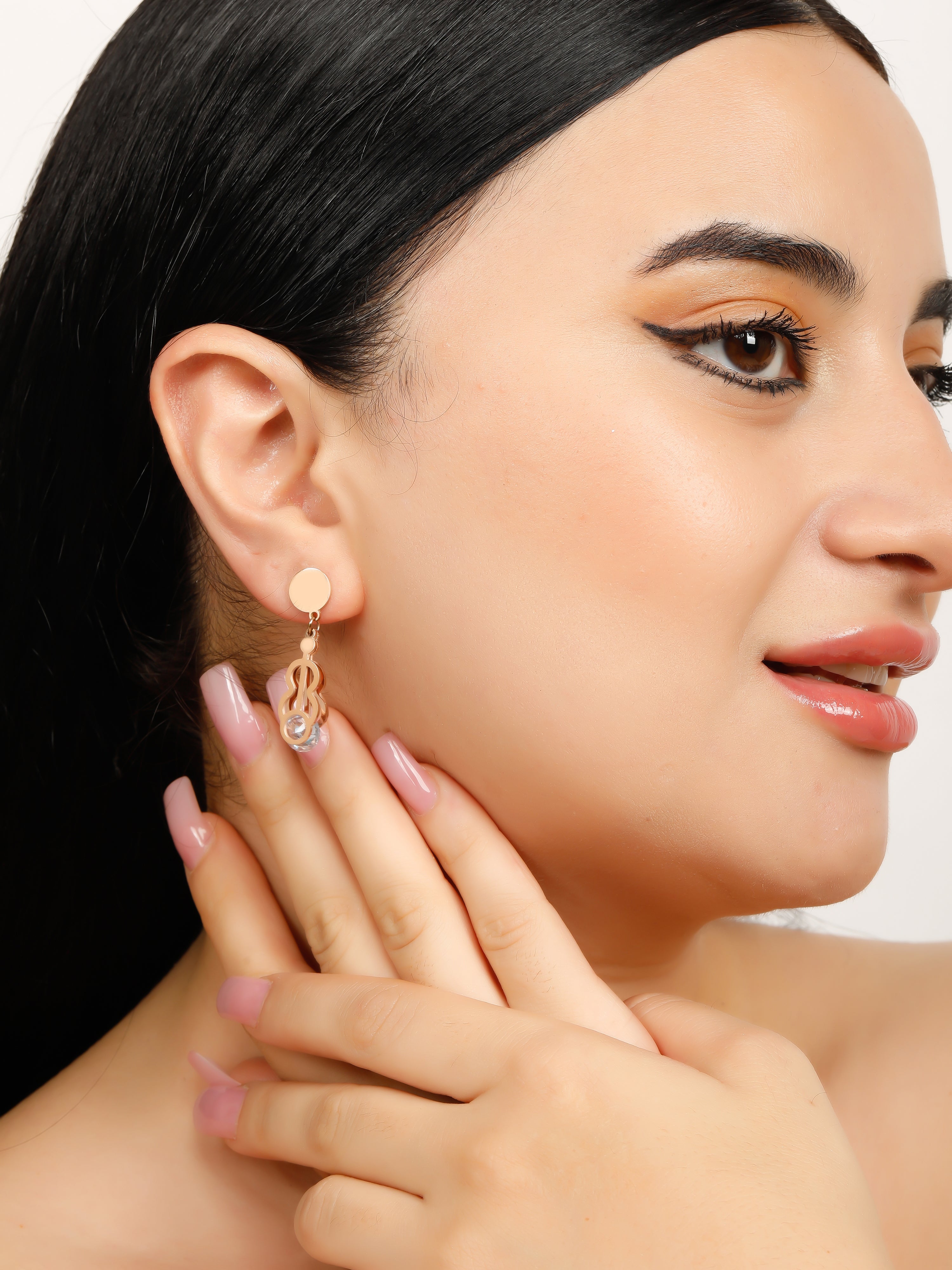 Curly Stoned Rose Gold Earrings