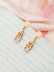 Curly Stoned Rose Gold Earrings