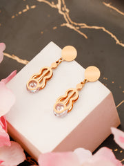 Curly Stoned Rose Gold Earrings
