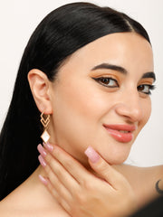 Enamel Diamond Shaped Rose Gold Earrings