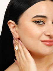 Enamel Diamond Shaped Rose Gold Earrings