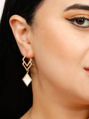 Enamel Diamond Shaped Rose Gold Earrings