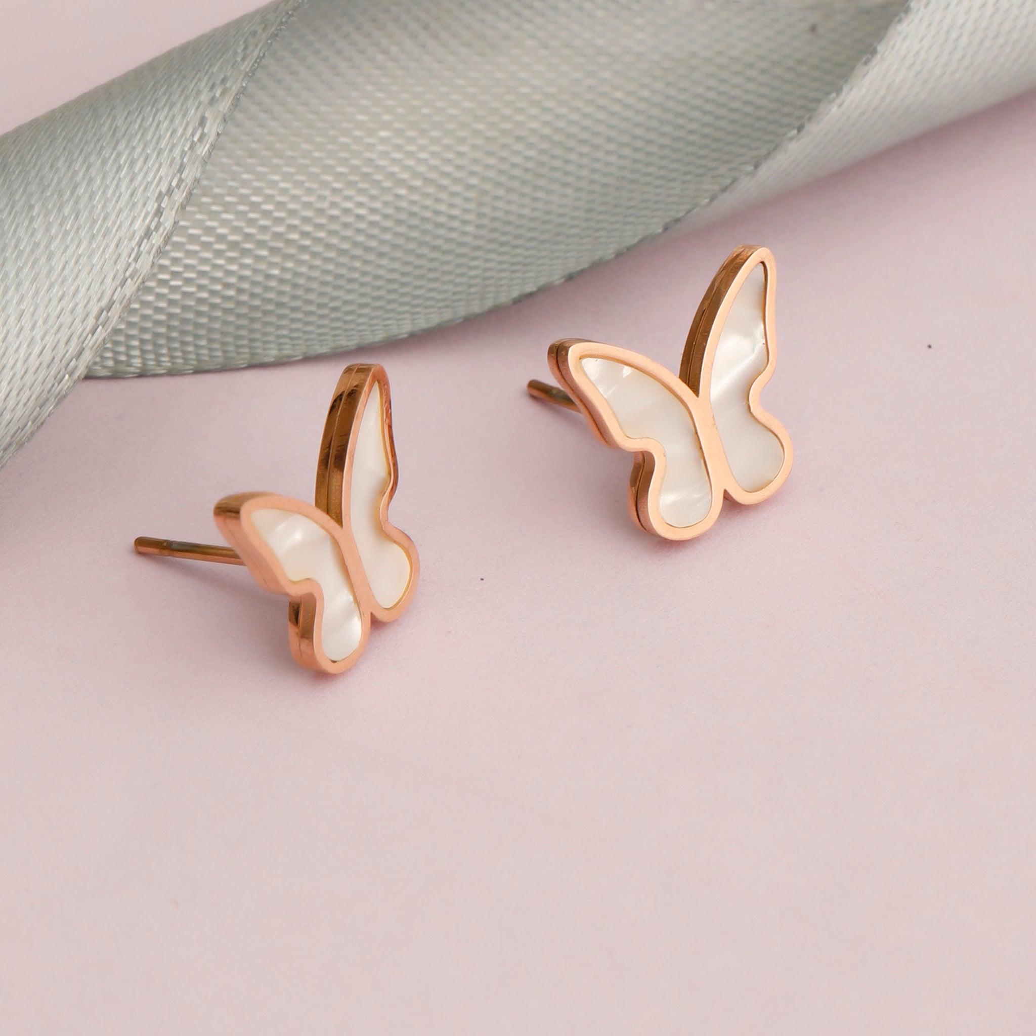 Butterfly Stud Rose Gold Earrings