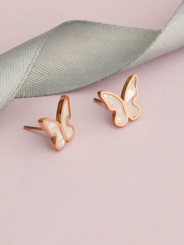 Butterfly Stud Rose Gold Earrings