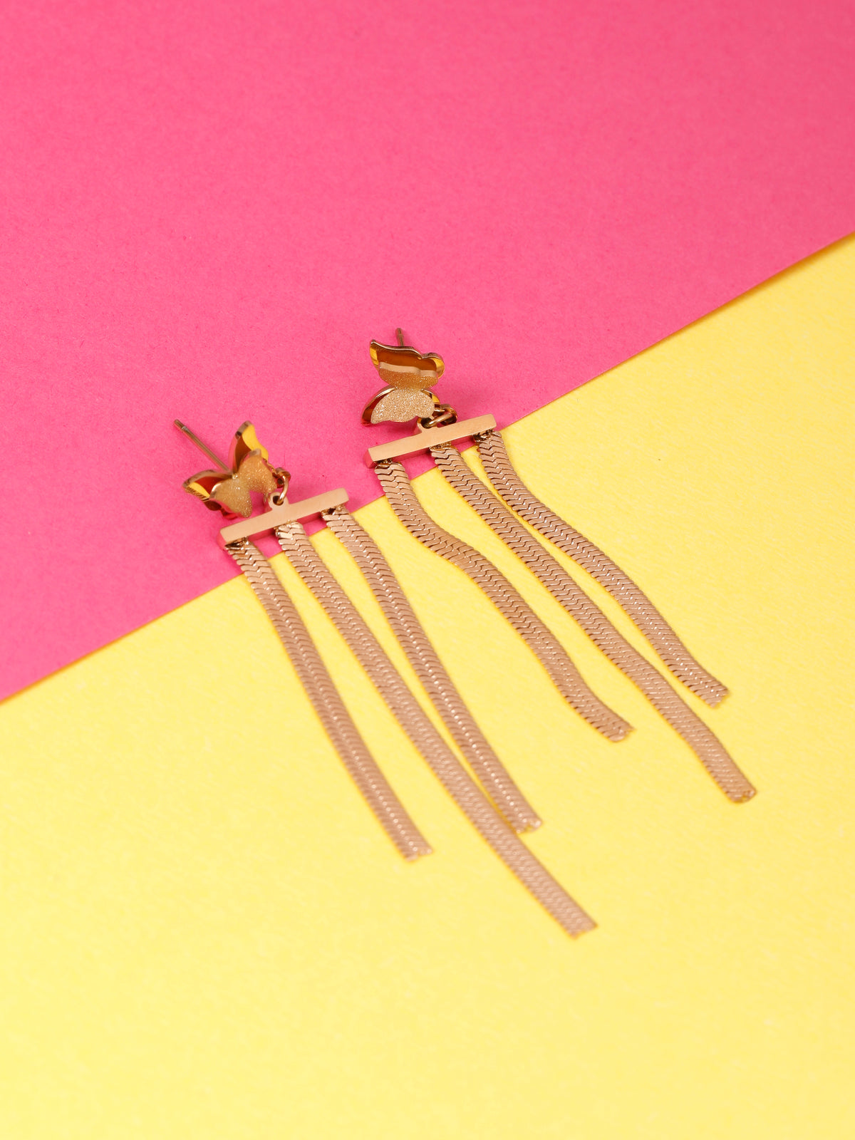 Snaky Tale Butterfly Rose Gold Earrings