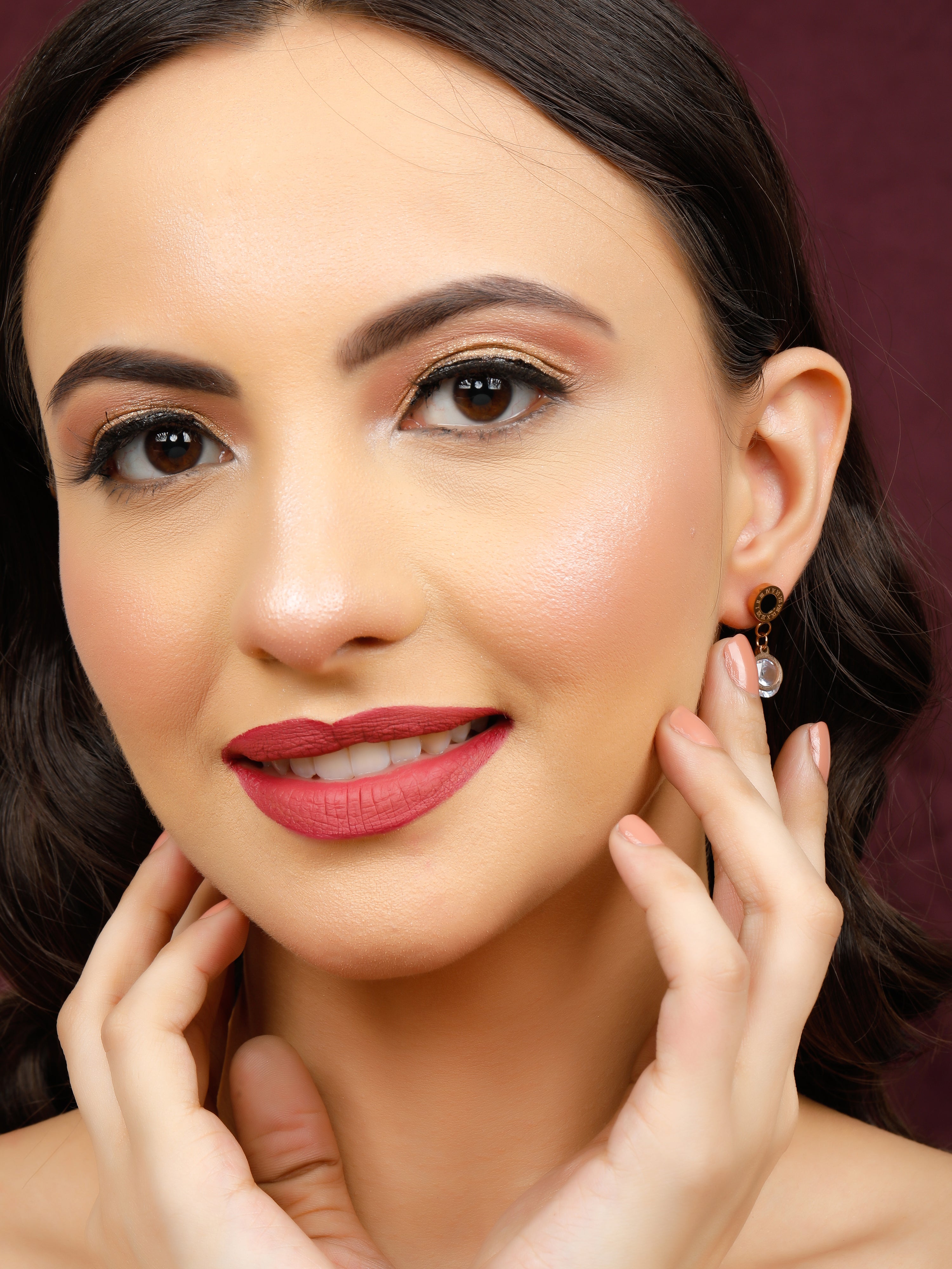 Cindy Dark Rose Gold Earrings