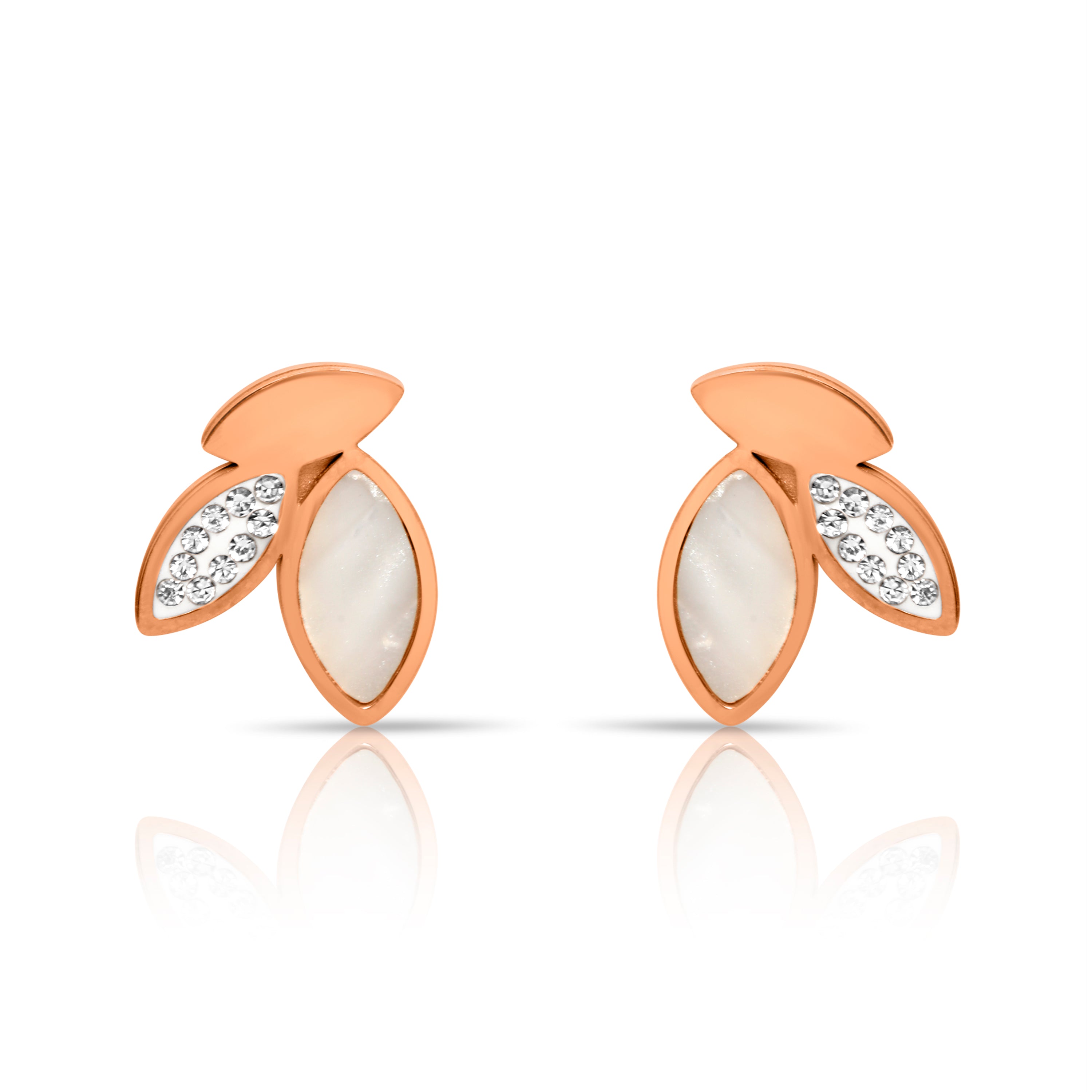 Floral Rose Gold Stud Earrings