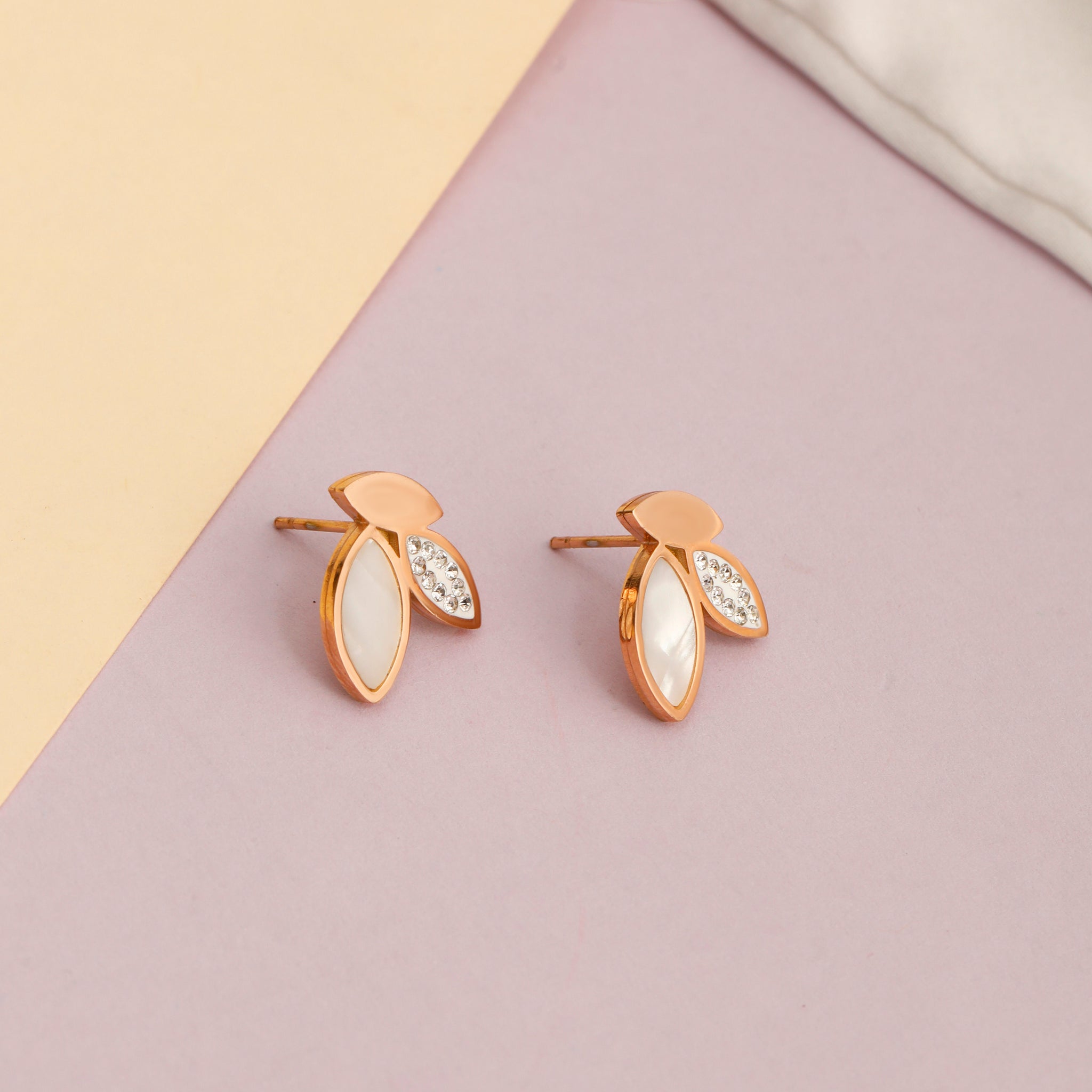 Floral Rose Gold Stud Earrings