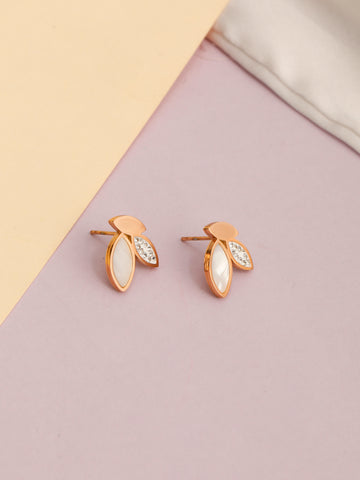 Floral Rose Gold Stud Earrings