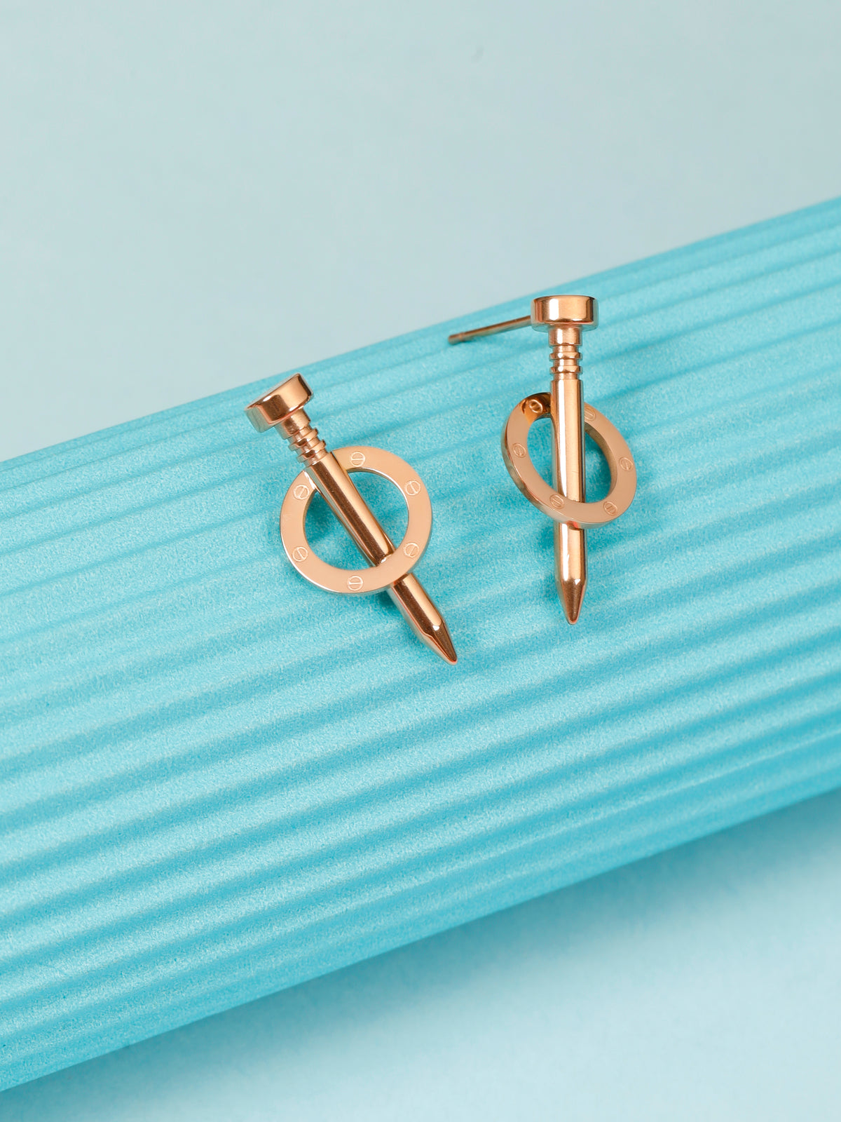 Lucent Nude Rose Gold Earrings
