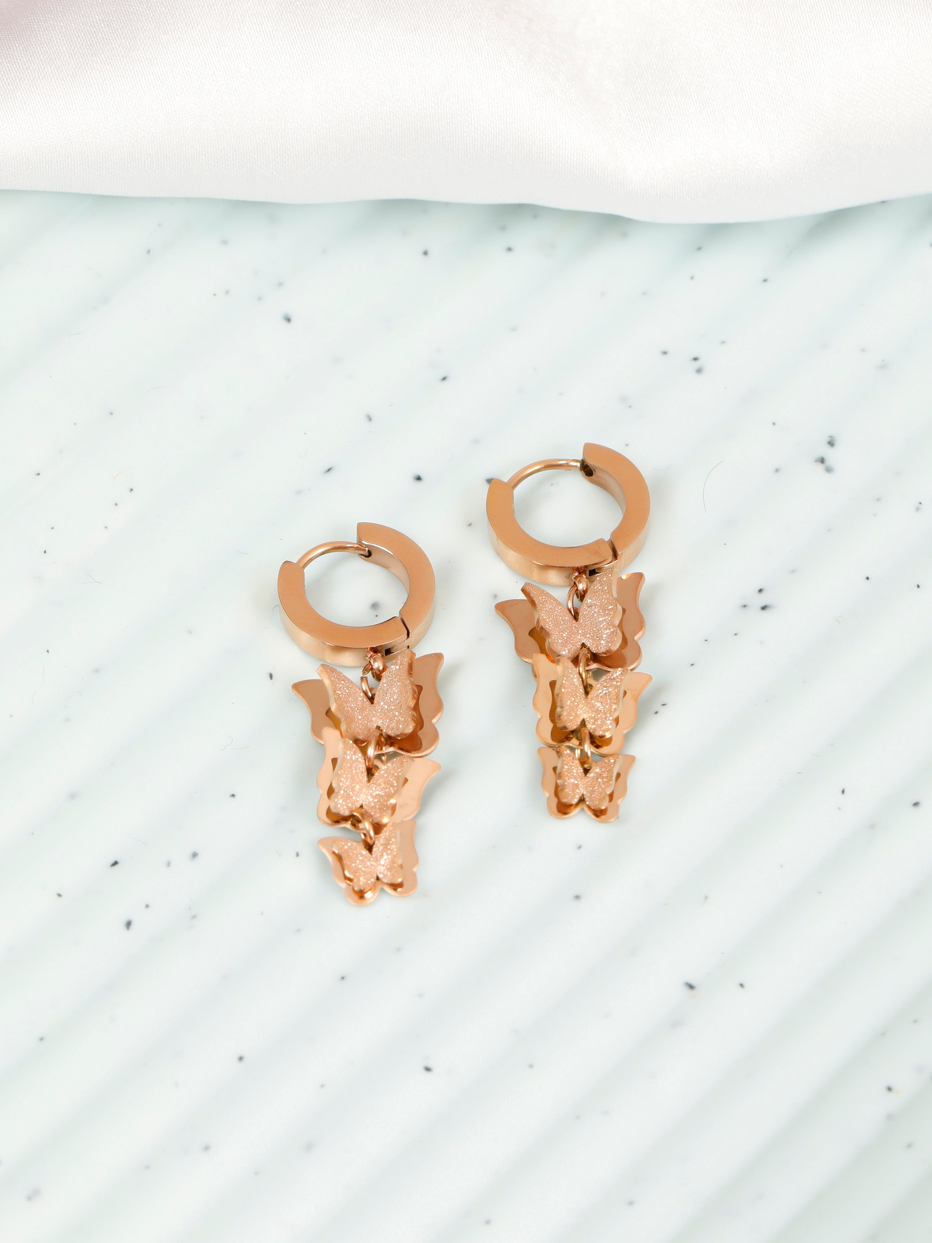 Fly Jhumka Rose Gold Earrings