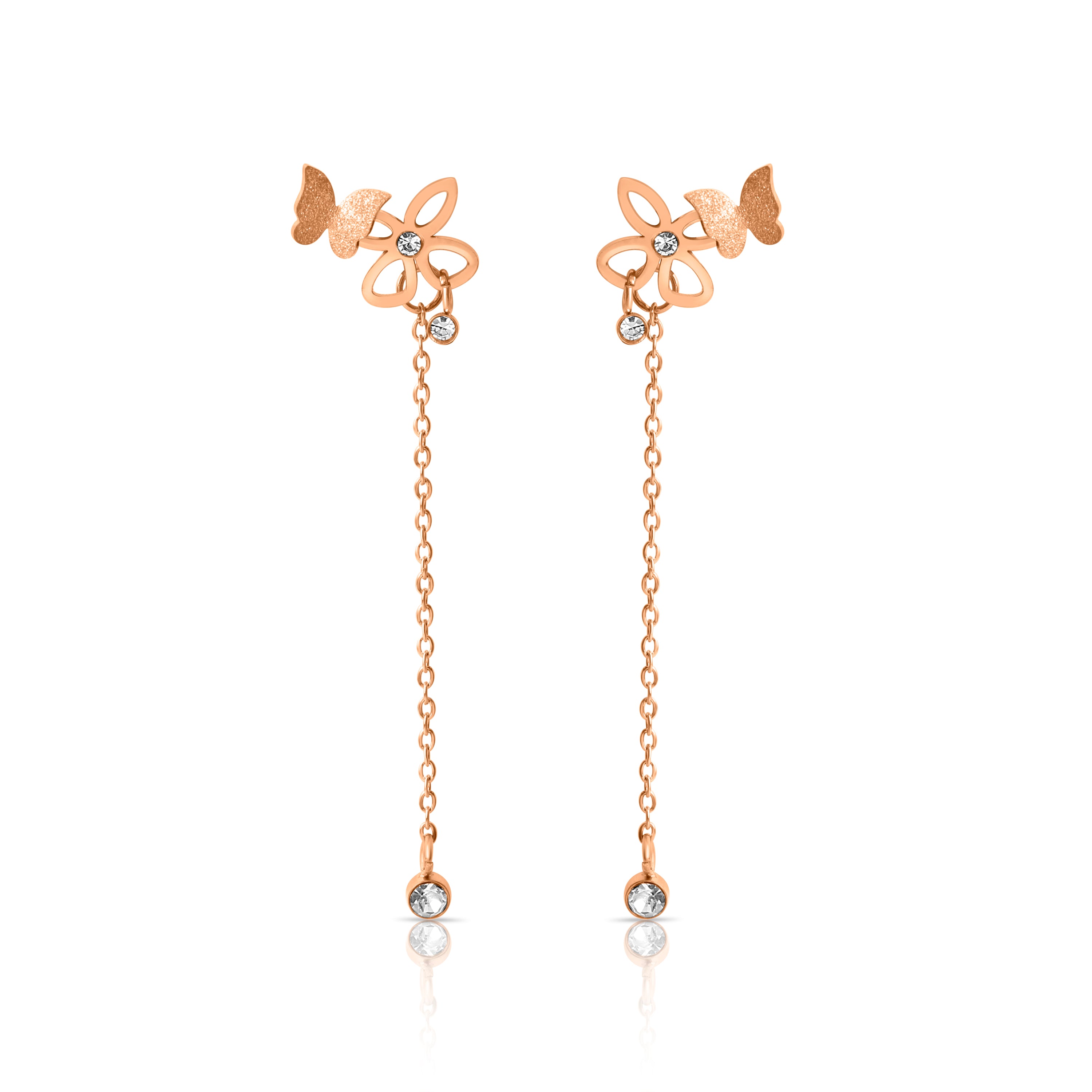 Exotic Long Tale Rose Gold Earrings