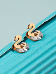 Swan Love Stud Rose Gold Earrings