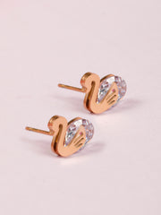 Swan Love Stud Rose Gold Earrings