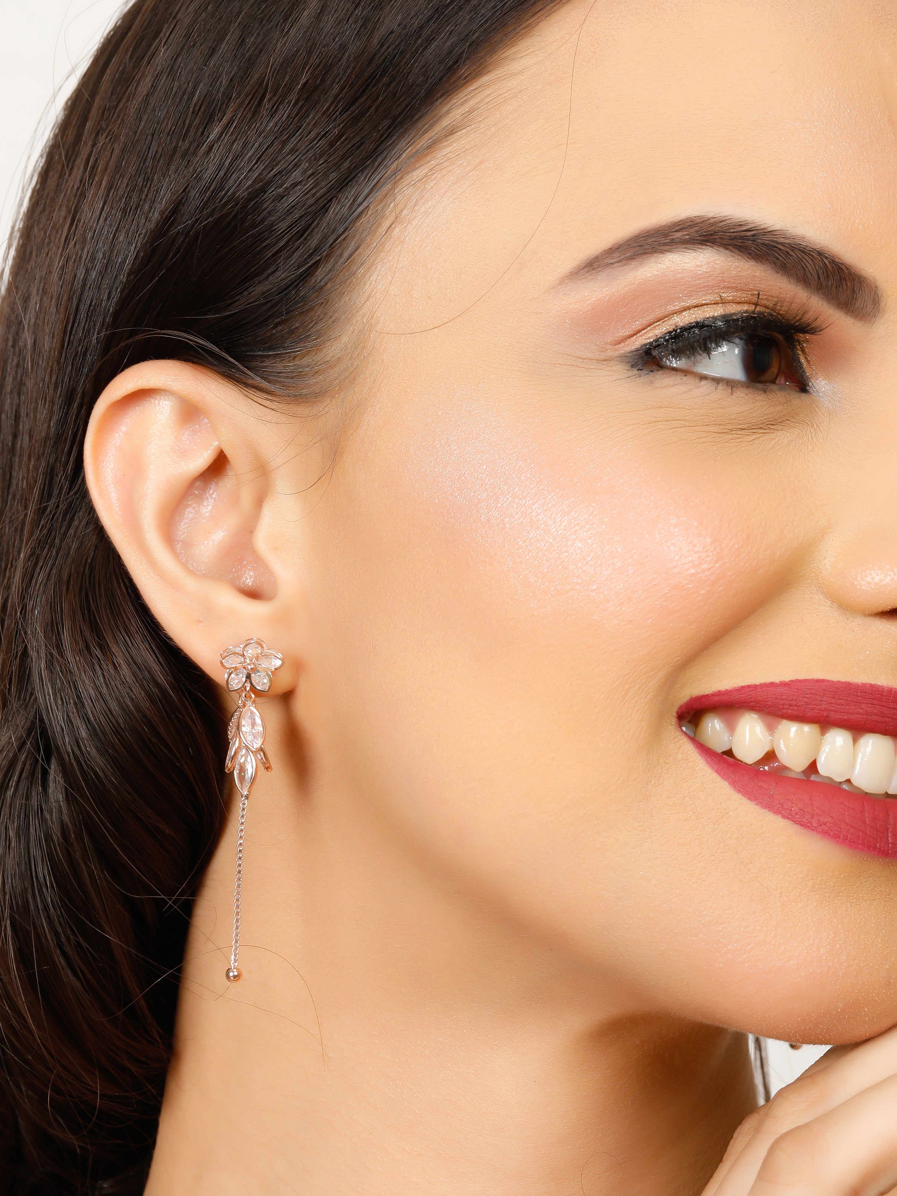 Floral Bunch Rose Gold Earrings