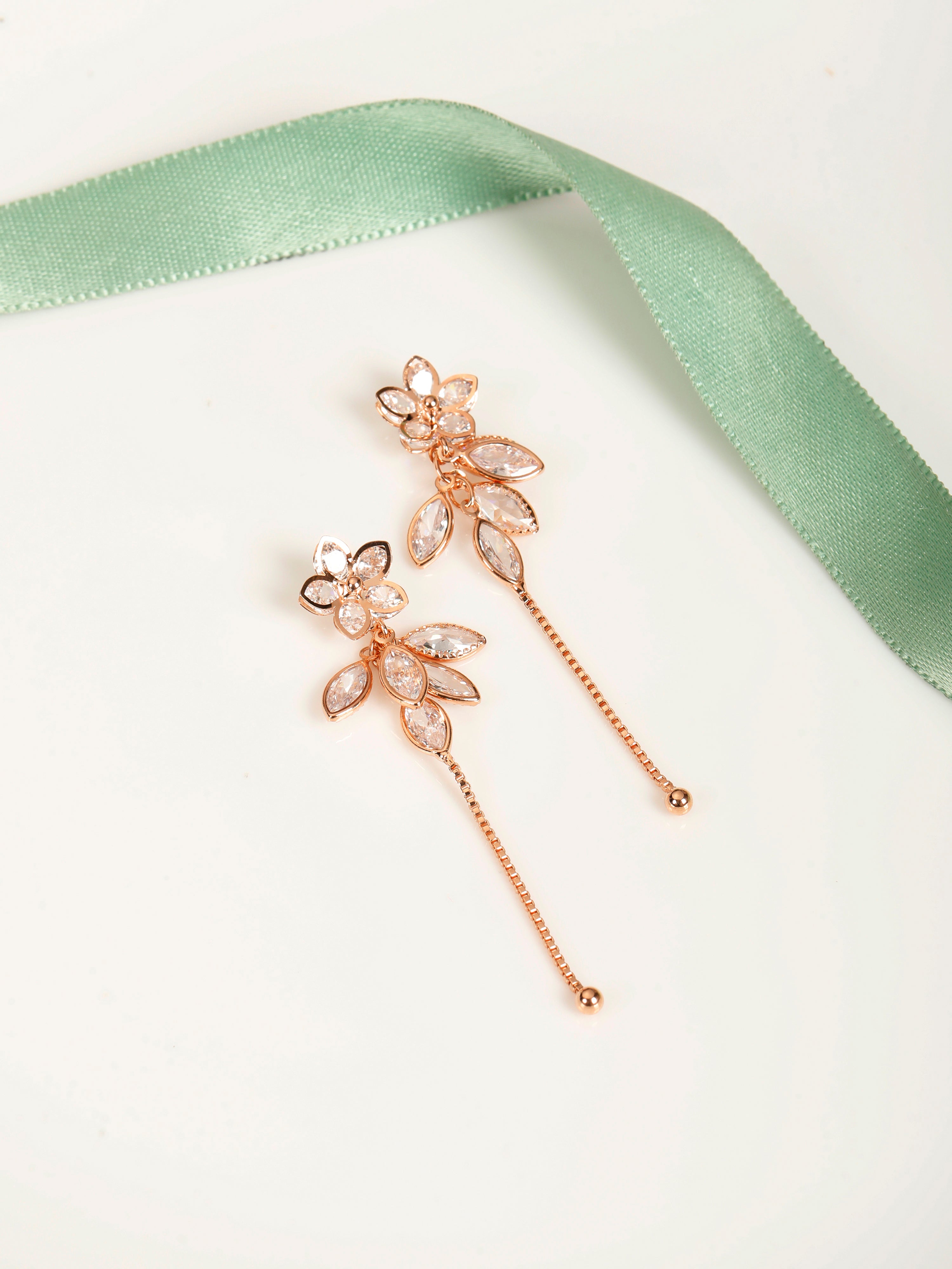 Floral Bunch Rose Gold Earrings
