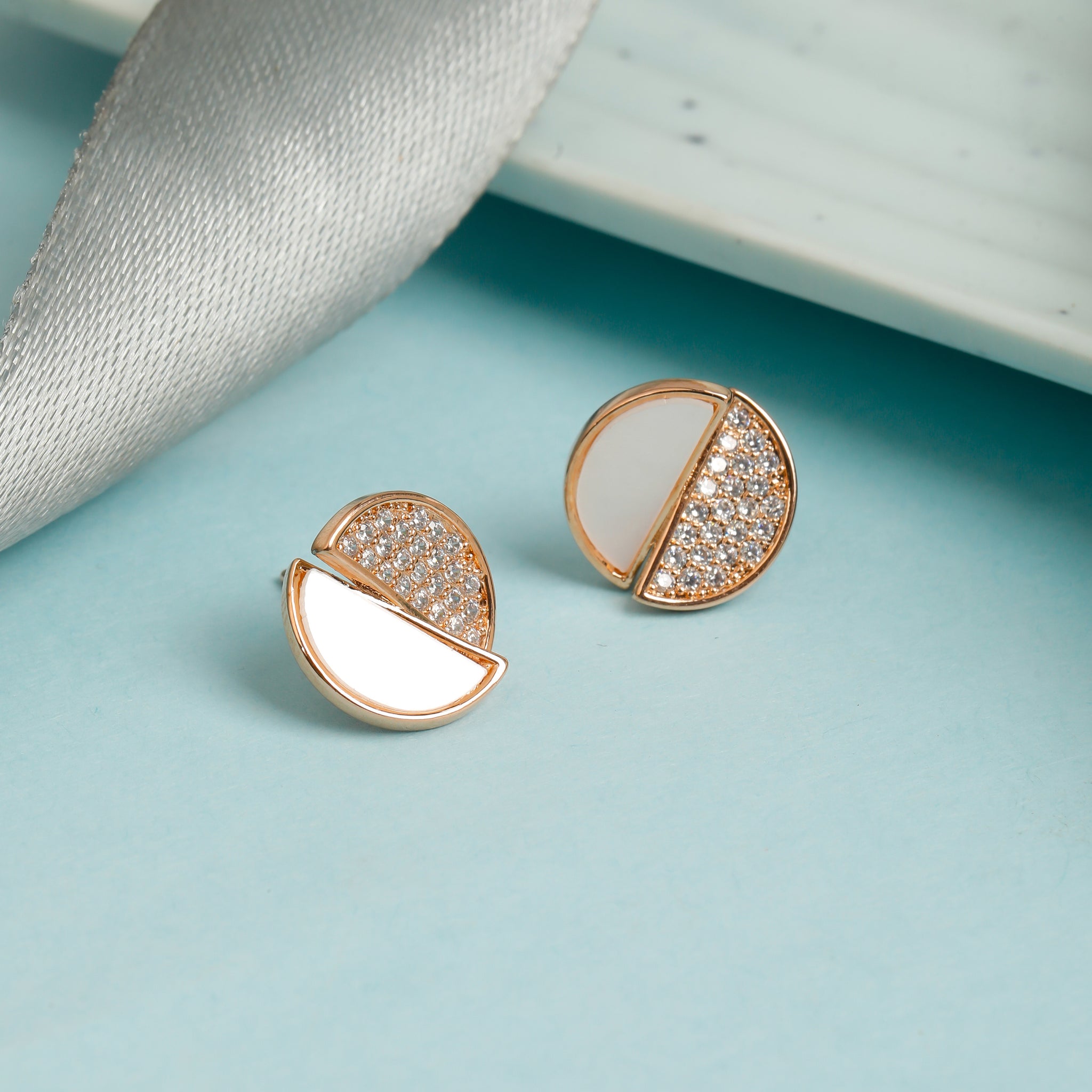 Double Love Stud Rose Gold Earrings