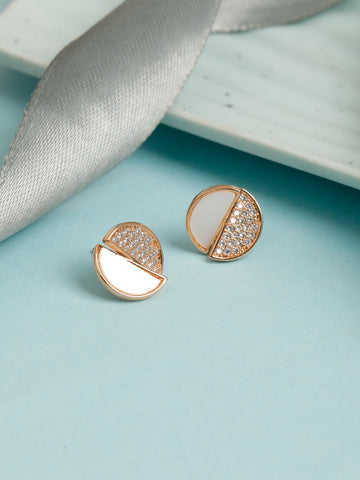 Double Love Stud Rose Gold Earrings