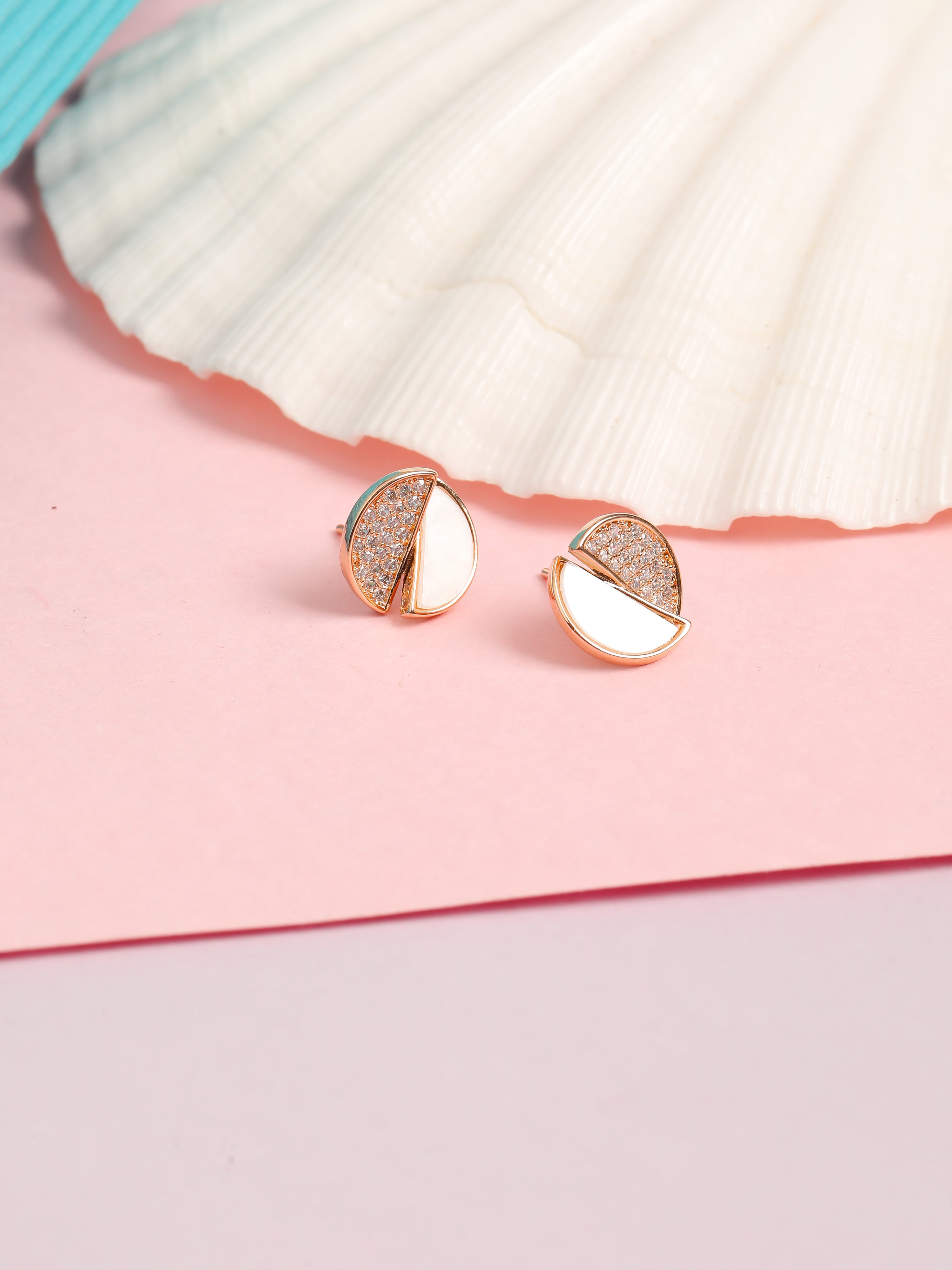 Double Love Stud Rose Gold Earrings