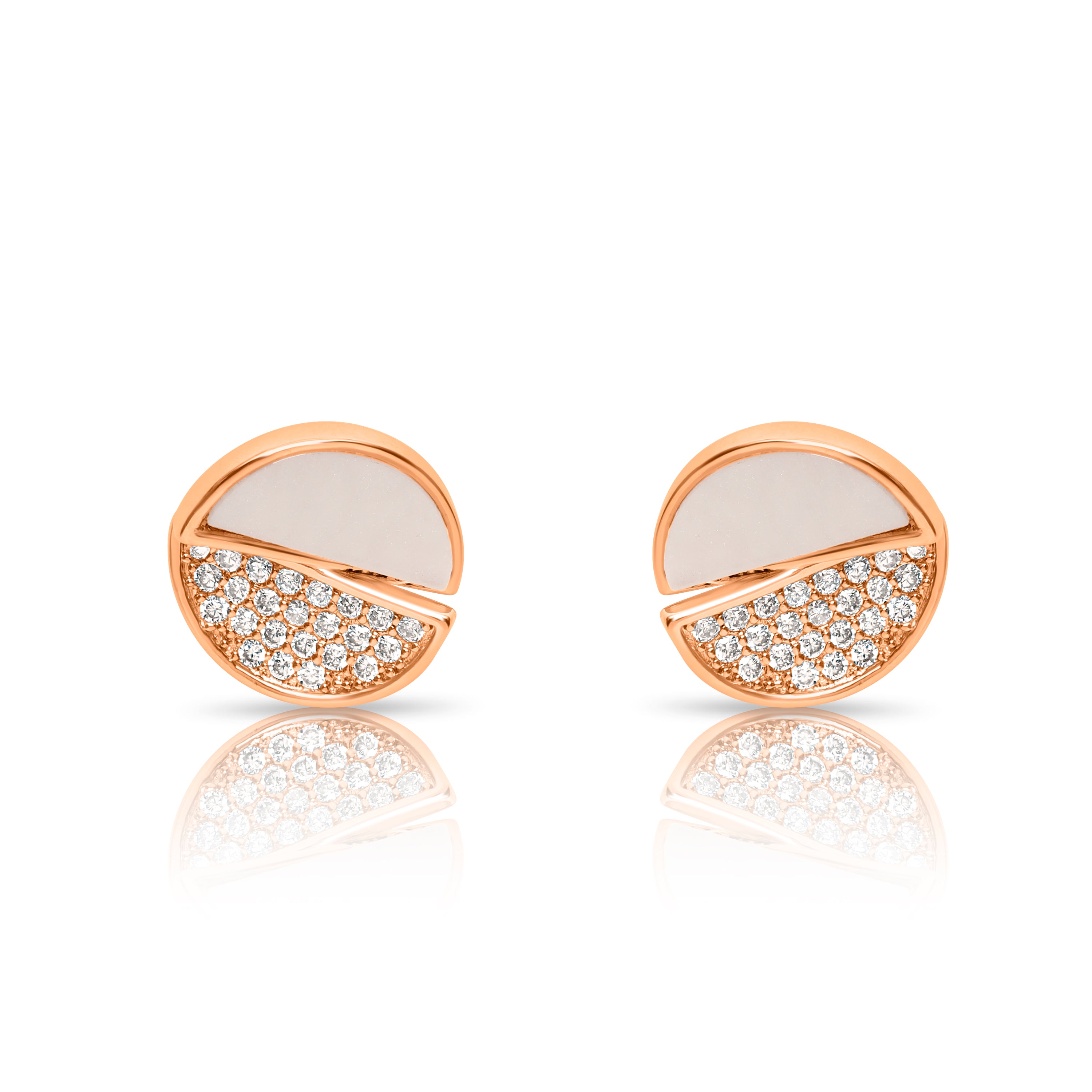 Double Love Stud Rose Gold Earrings