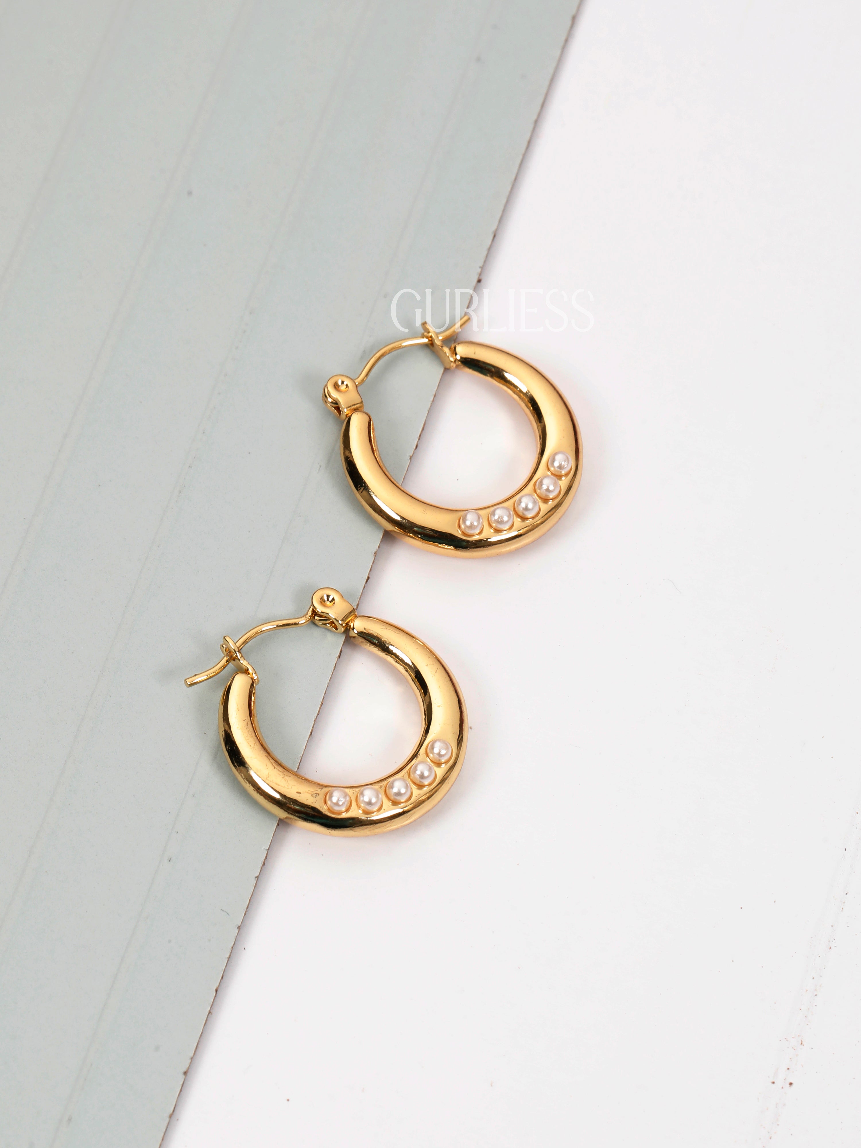 Gemma Pearl Hoops Earrings