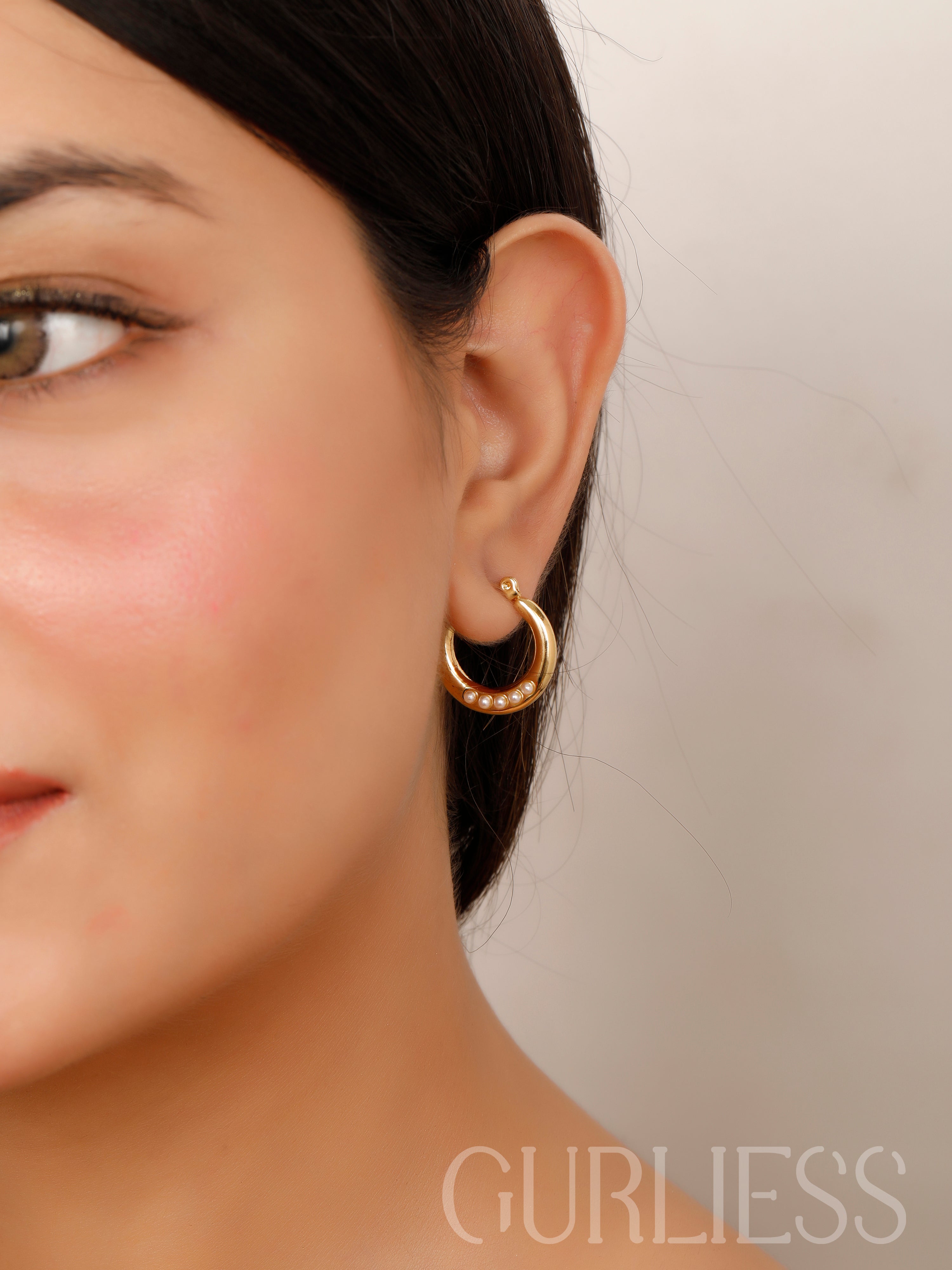 Gemma Pearl Hoops Earrings