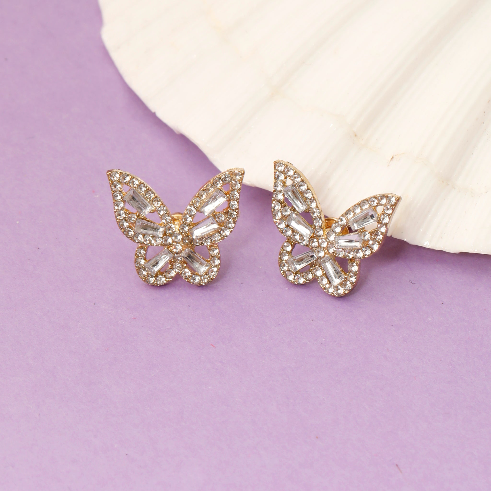 Radiant butterfly stud earrings