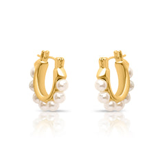 Radiant pearl hoops