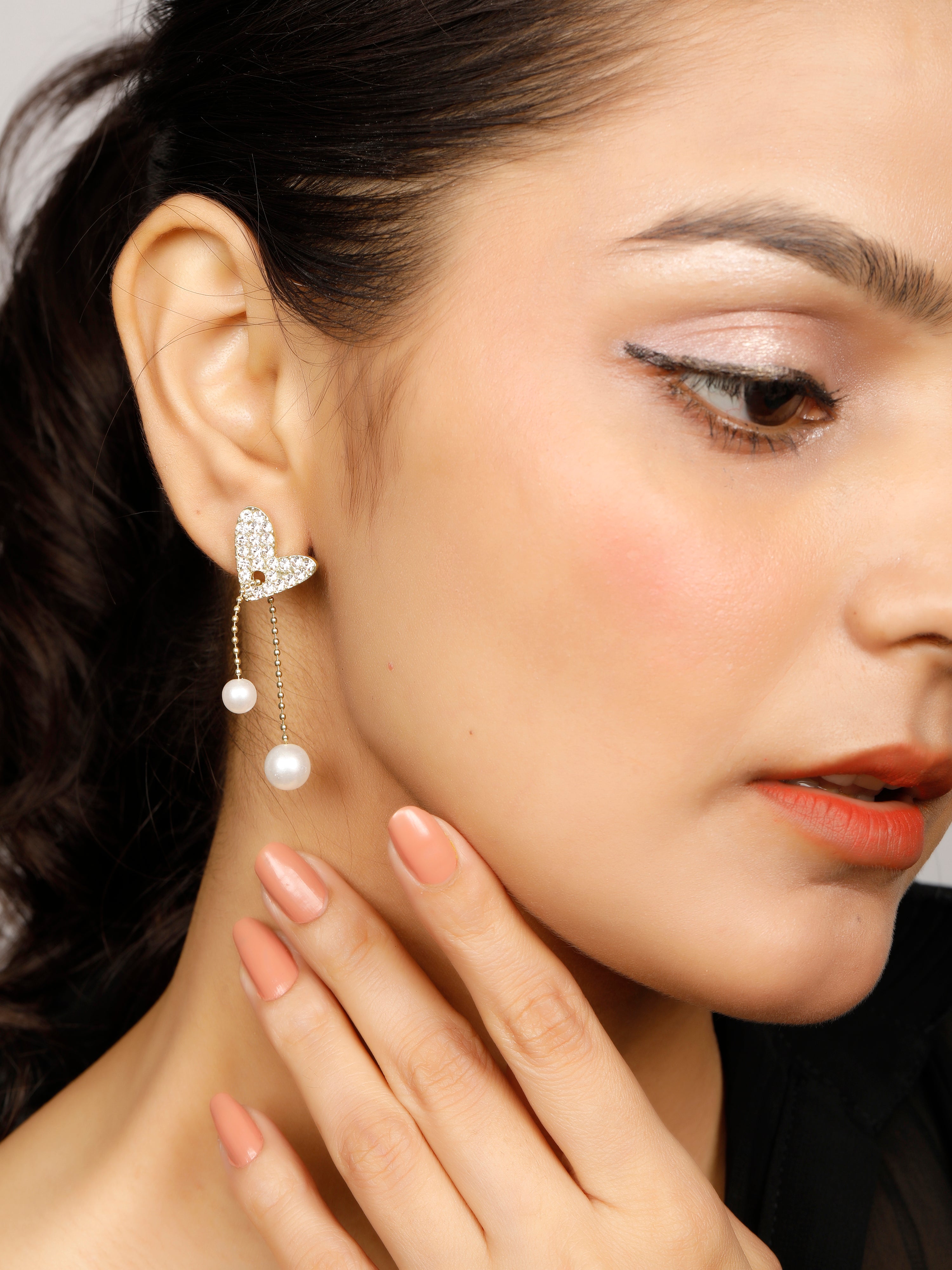Heart shaped dangle earrings