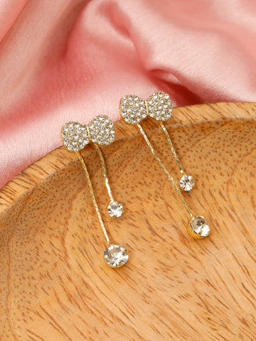 Crystal-Encrusted Double Bow Earrings