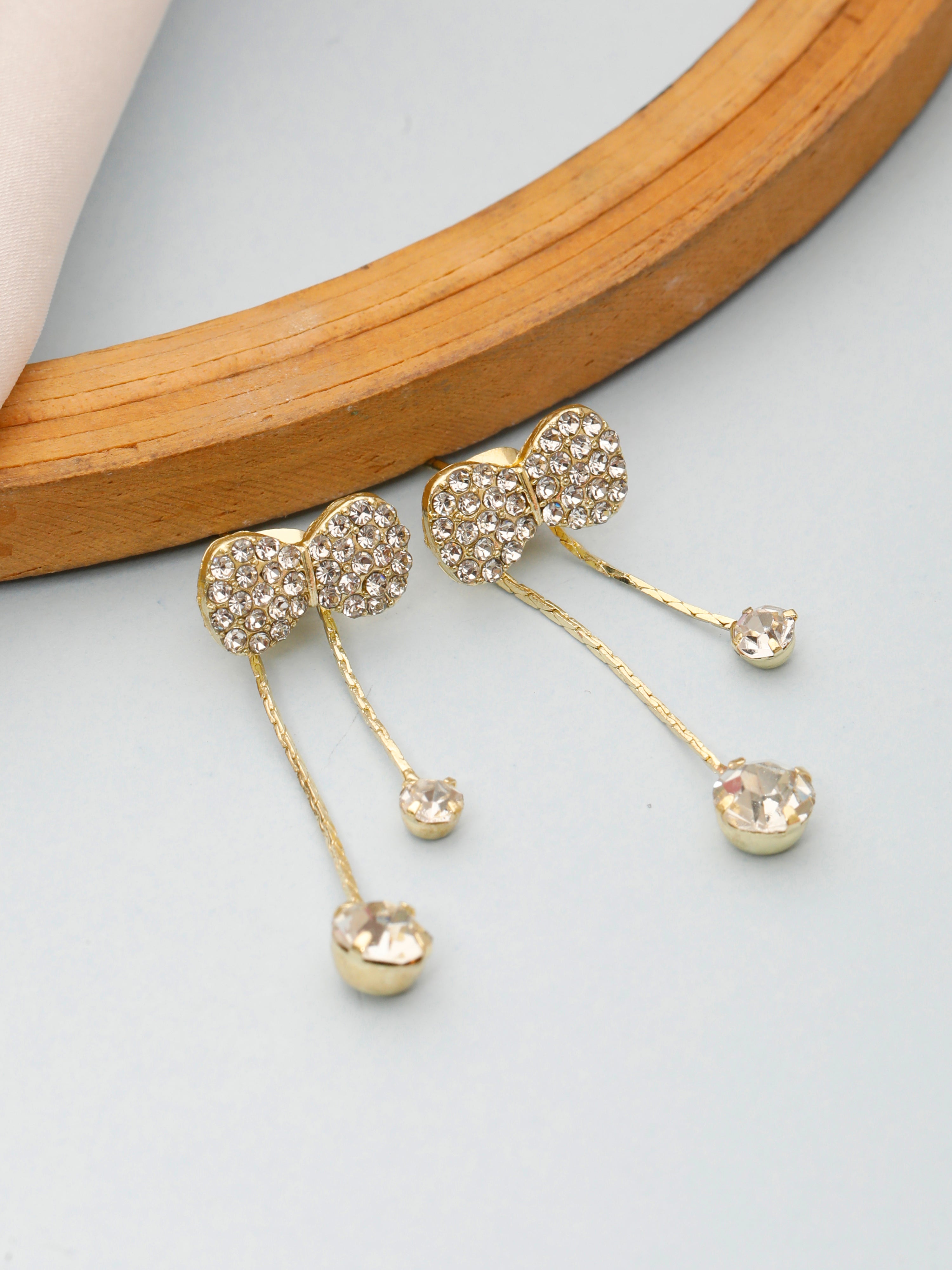 Crystal-Encrusted Double Bow Earrings