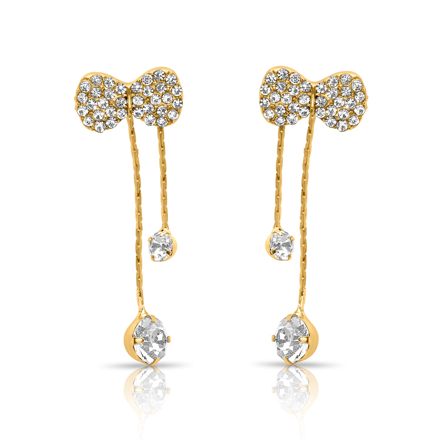 Crystal-Encrusted Double Bow Earrings