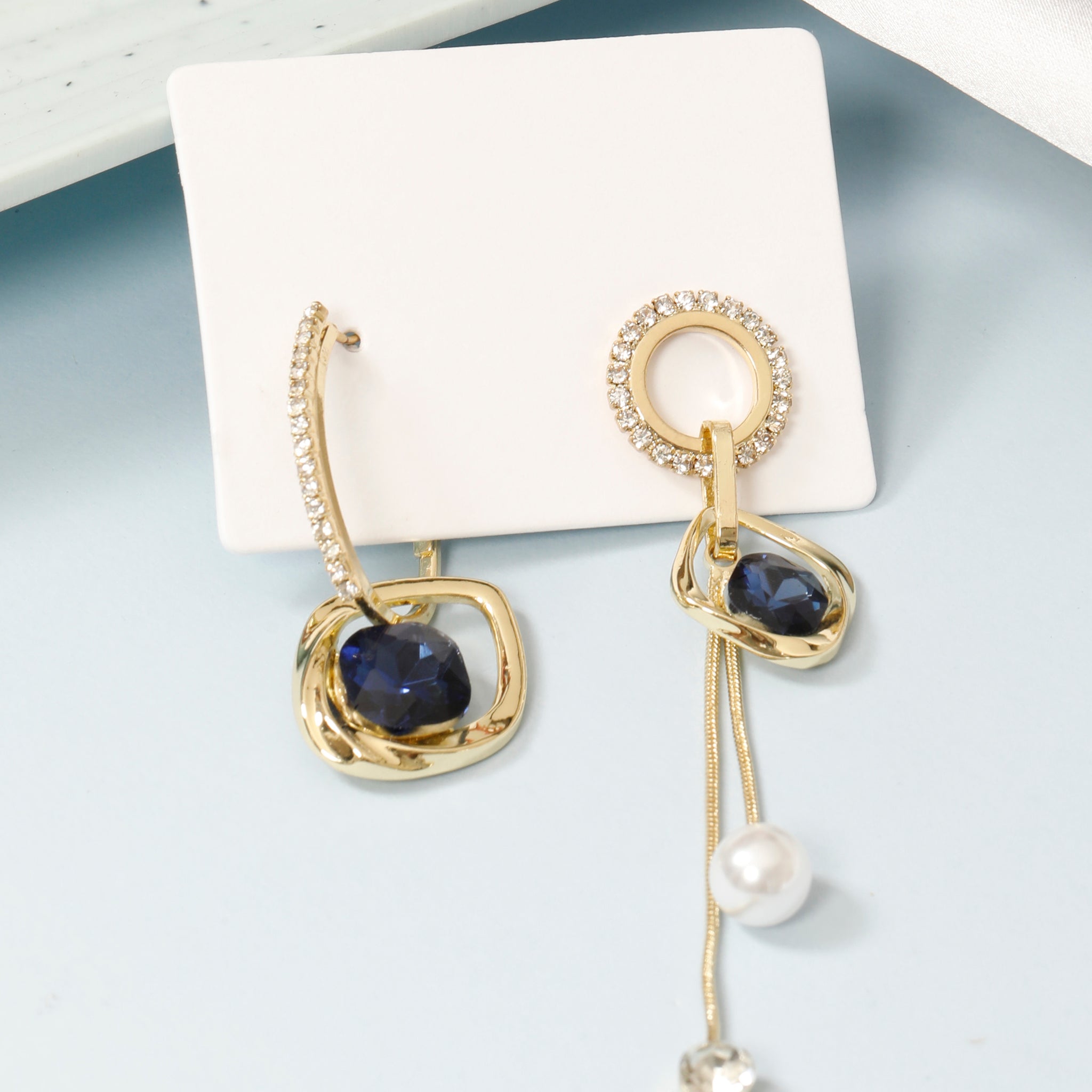 Hanging Blue Pearl Earrings