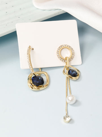 Hanging Blue Pearl Earrings