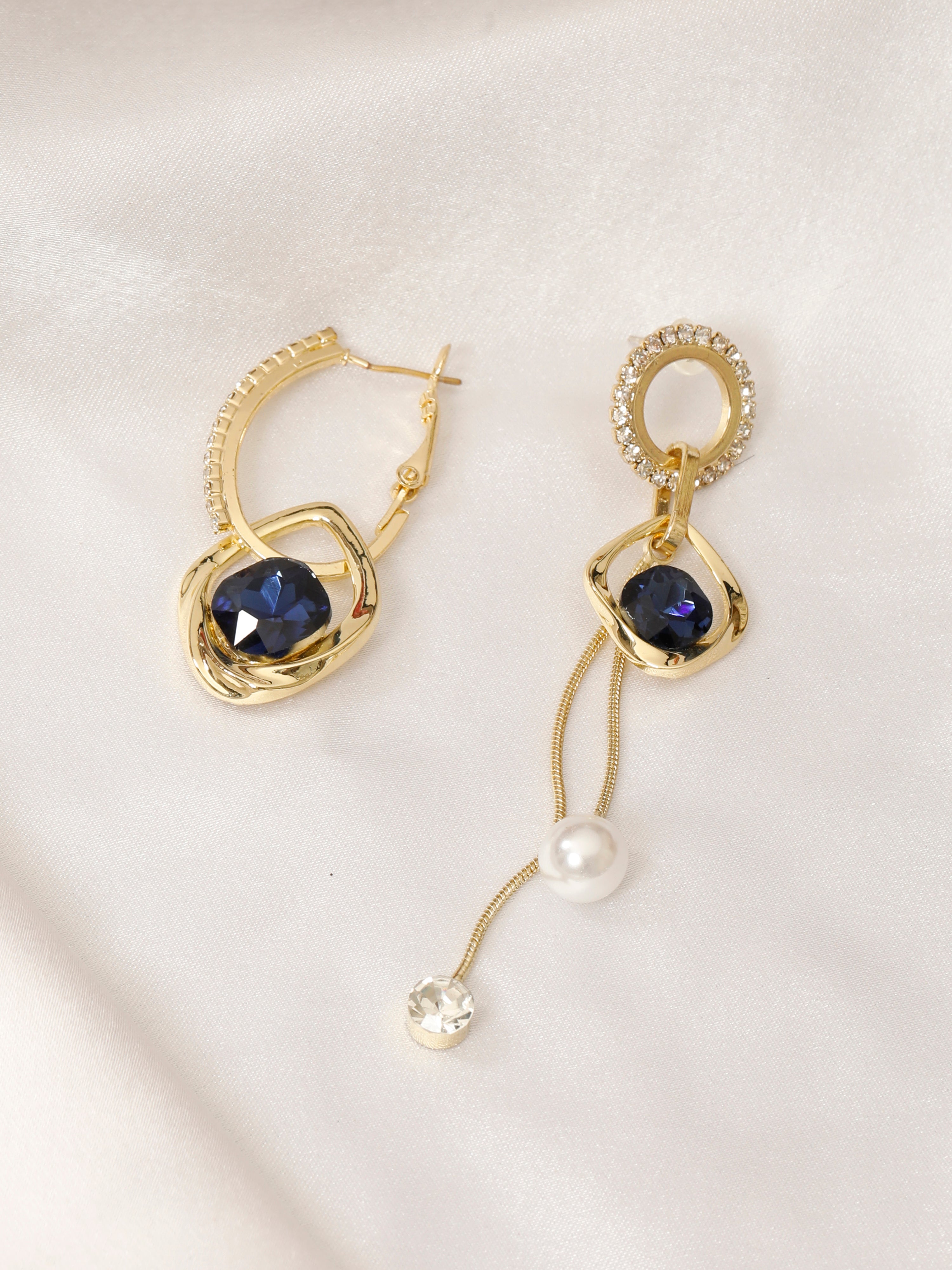 Hanging Blue Pearl Earrings