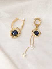 Hanging Blue Pearl Earrings