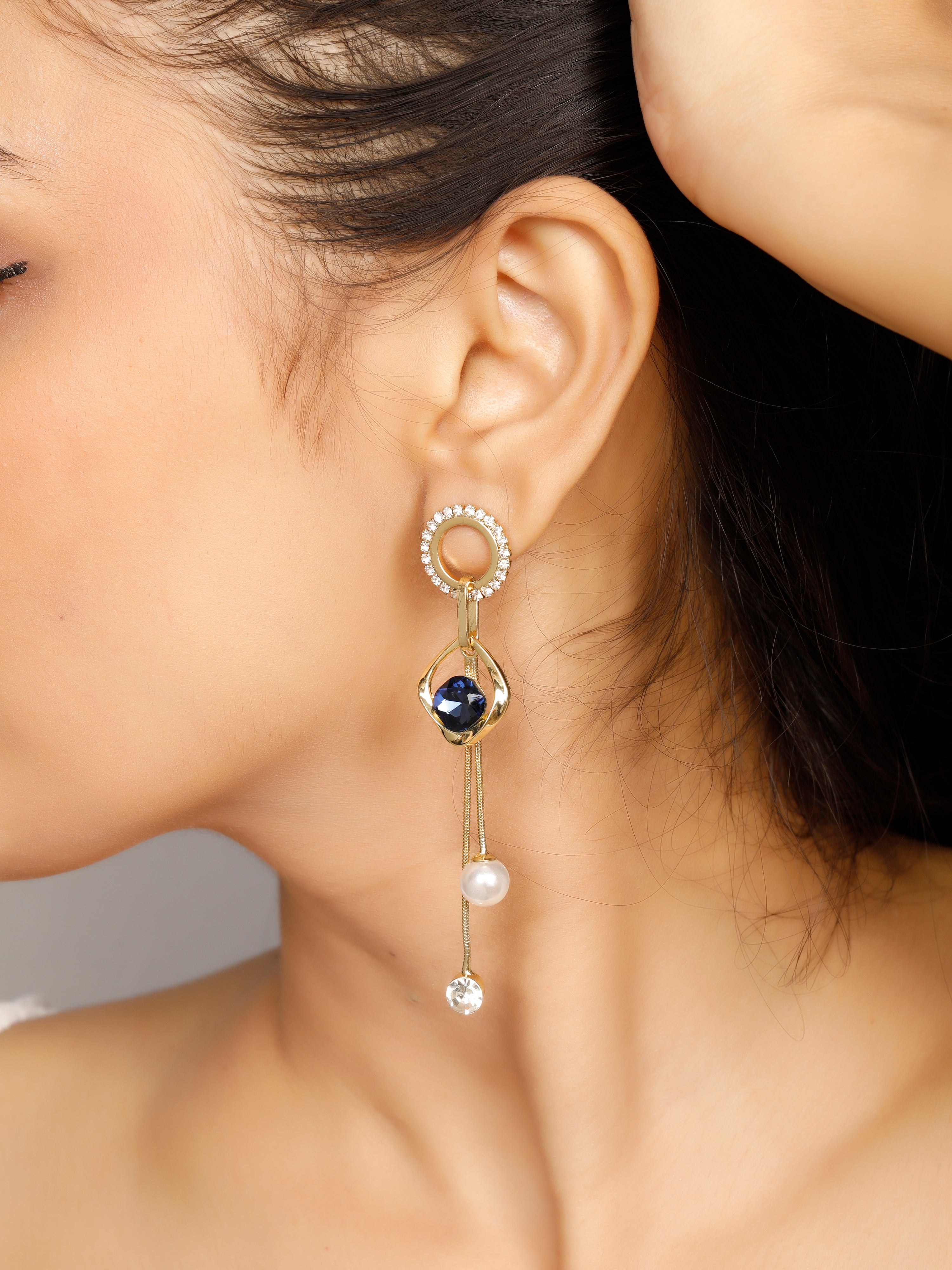 Hanging Blue Pearl Earrings