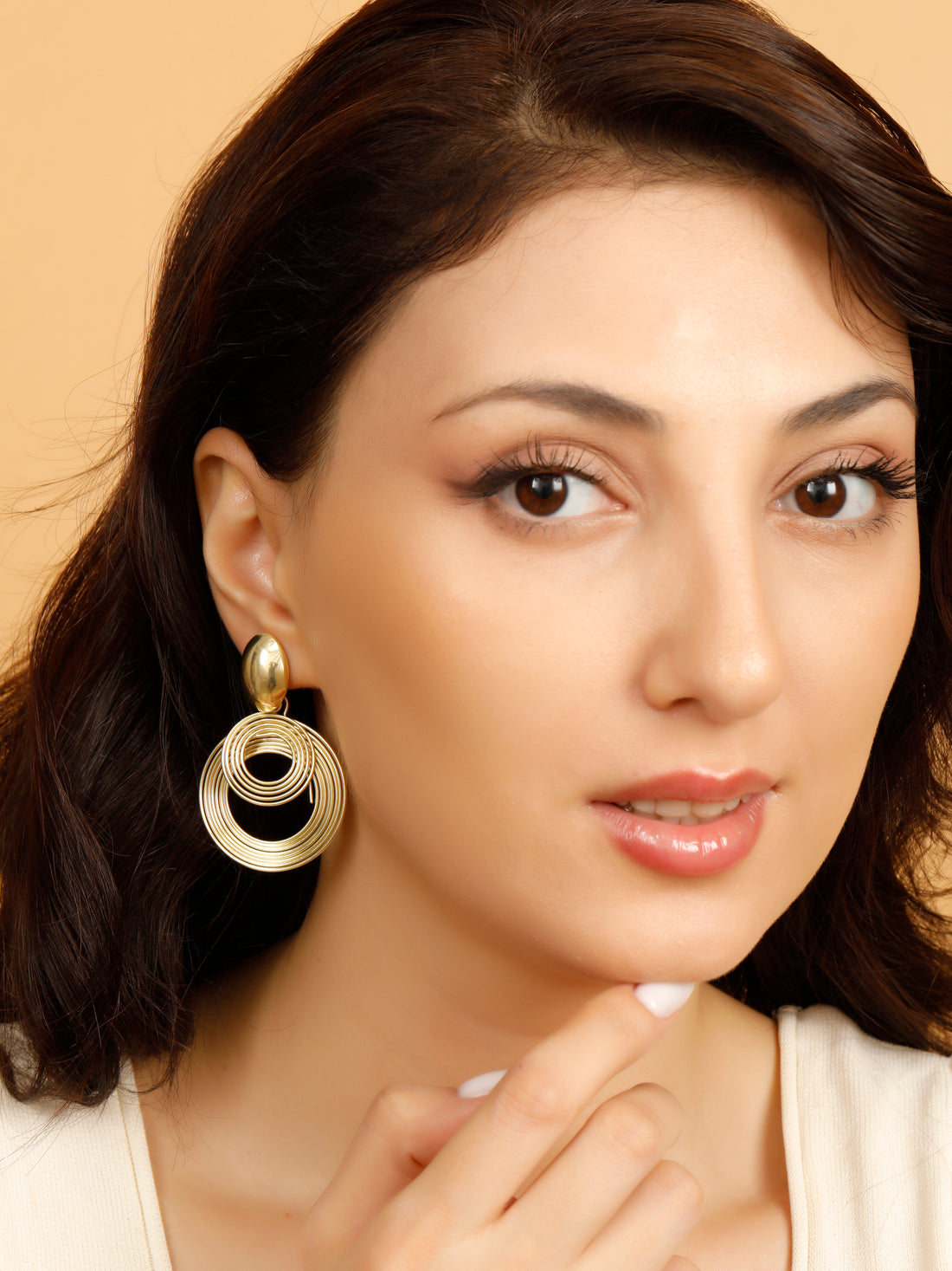 Concentric Circle Gold Earrings