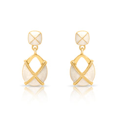 Claudia White Enamel Gold Earrings