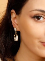 Claudia White Enamel Gold Earrings