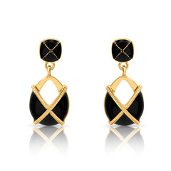 Claudia Black Enamel Gold Earrings