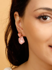 Cubical Shape Pink Earrings