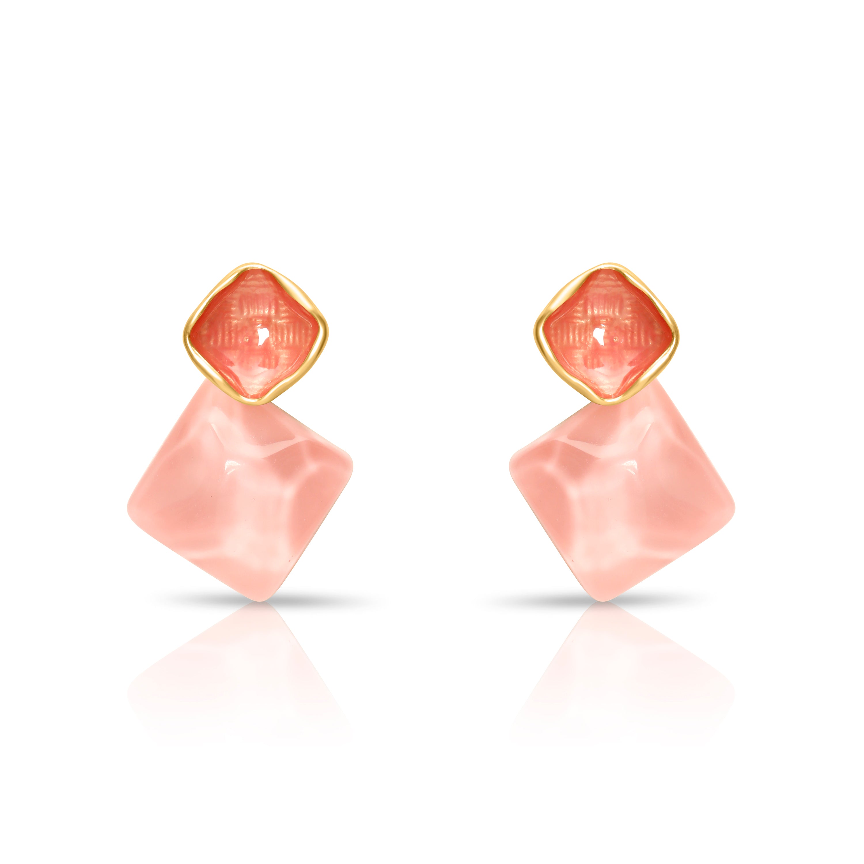 Cubical Shape Pink Earrings