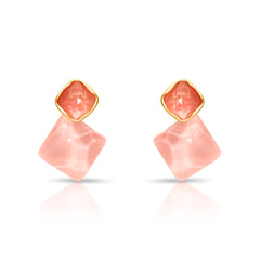 Cubical Shape Pink Earrings