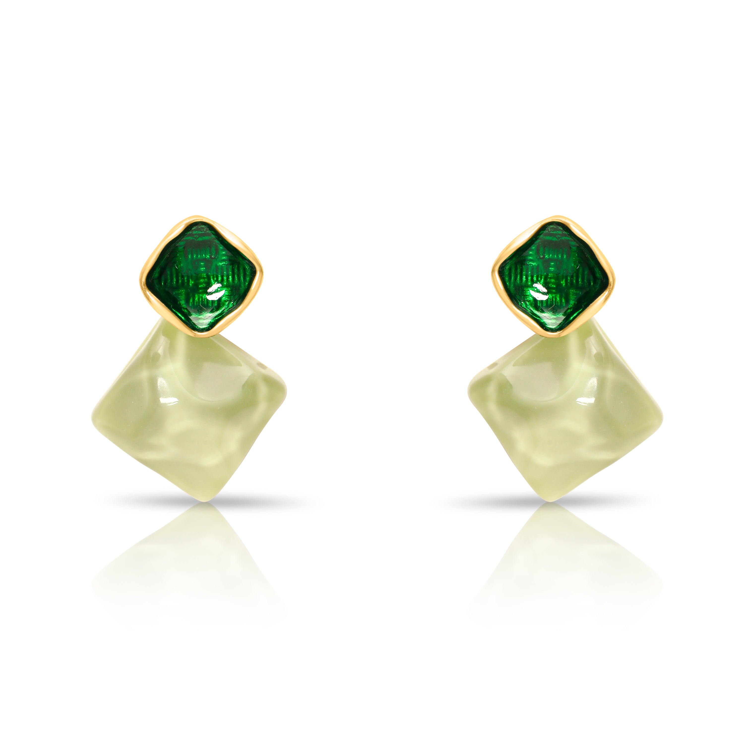 Cubical Shape Green Earrings